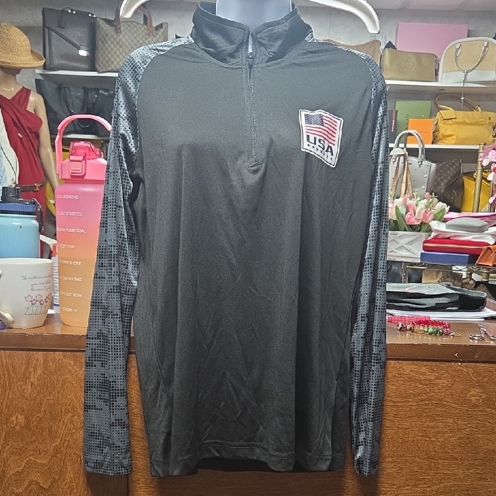 USA Men's Black Long Sleeve Shirt